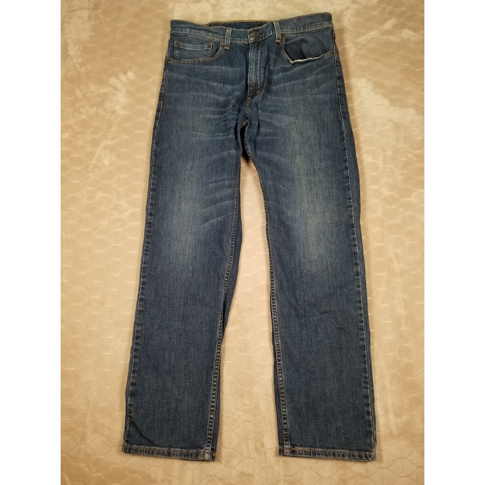 Levis 505 Straight Leg Medium Wash Jeans Fades Tag 36x32 Fits 36x31 See Pics